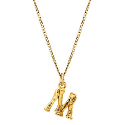 Bamboo Initial Pendant Necklace
