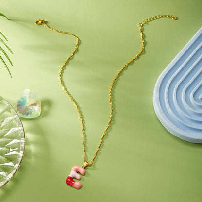 Colorful Puffy Initial Necklace