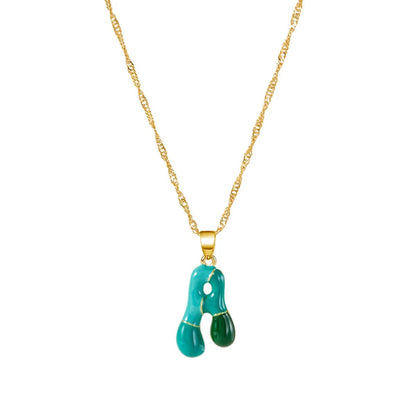 Colorful Puffy Initial Necklace