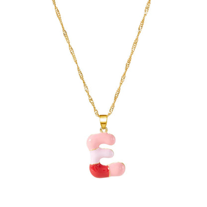 Colorful Puffy Initial Necklace