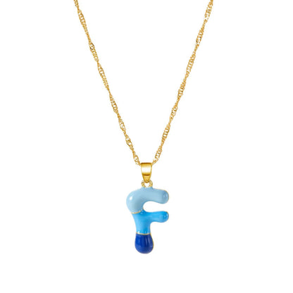 Colorful Puffy Initial Necklace
