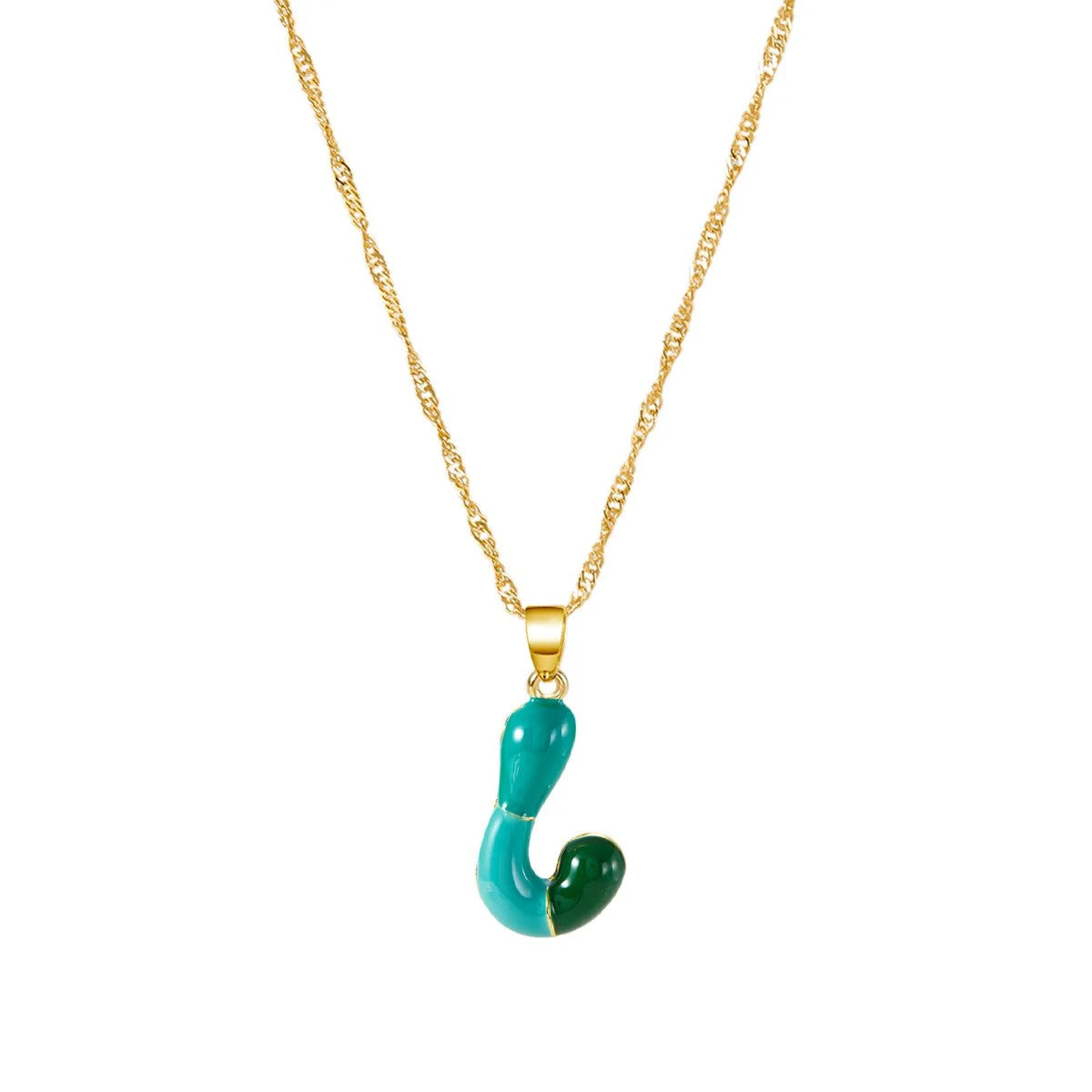 Colorful Puffy Initial Necklace