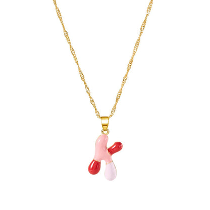 Colorful Puffy Initial Necklace