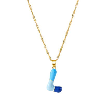 Colorful Puffy Initial Necklace