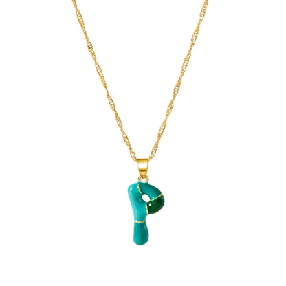 Colorful Puffy Initial Necklace