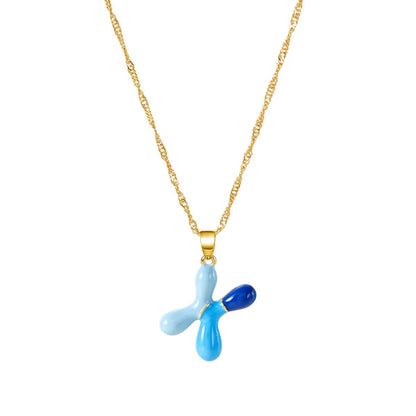 Colorful Puffy Initial Necklace