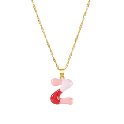 Colorful Puffy Initial Necklace