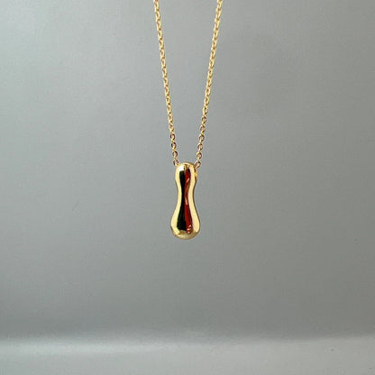 Red Enamel Initial W Necklace
