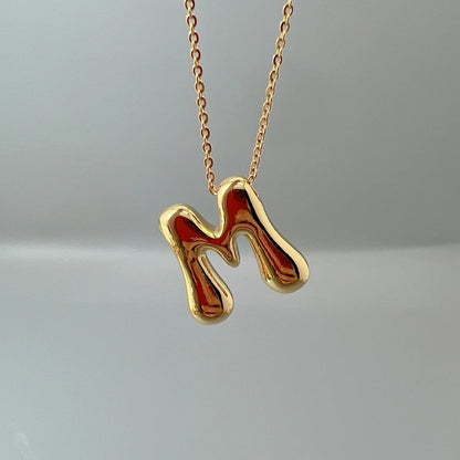 Red Enamel Initial W Necklace