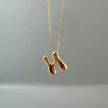 Red Enamel Initial W Necklace