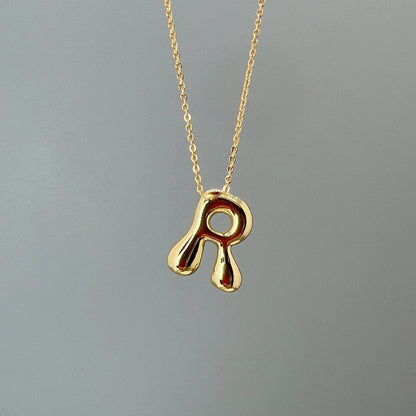 Red Enamel Initial W Necklace