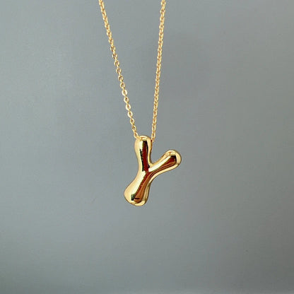 Red Enamel Initial W Necklace