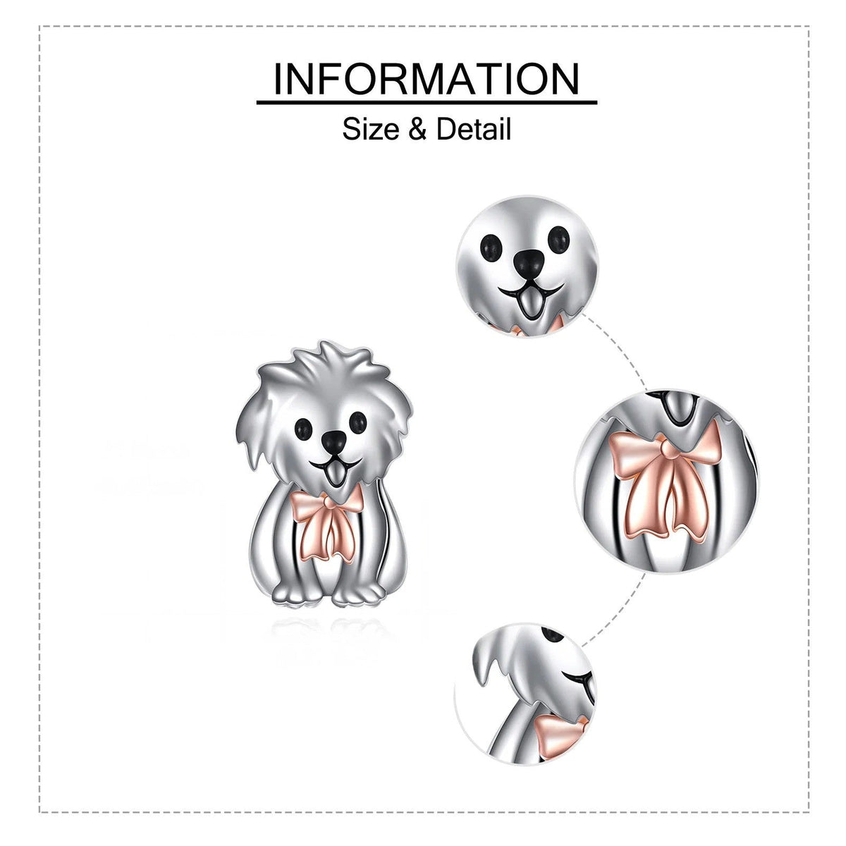 Rose Gold Bow Puppy Stud Earrings