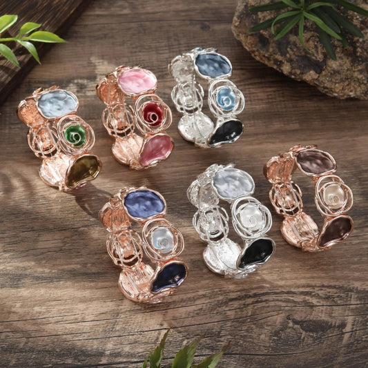 Colorful Enamel Rose Bracelet
