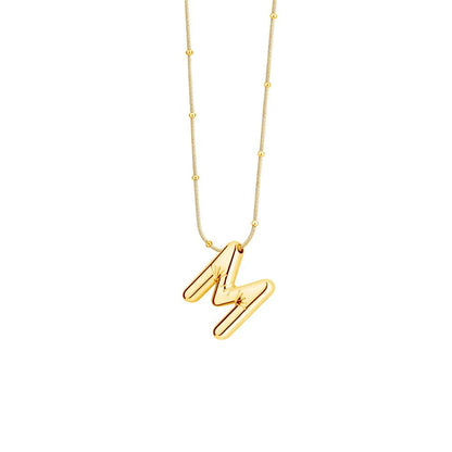 Puffy Alphabet Initial Necklace