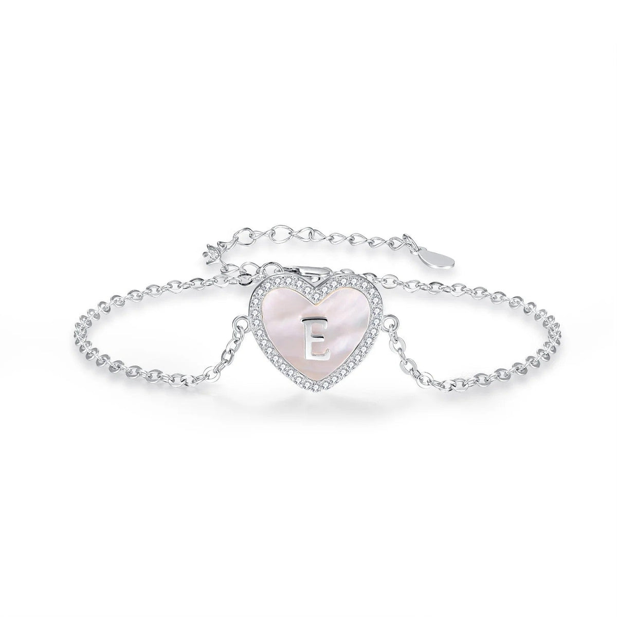 Mother-Of-Pearl Initial Heart Bracelet