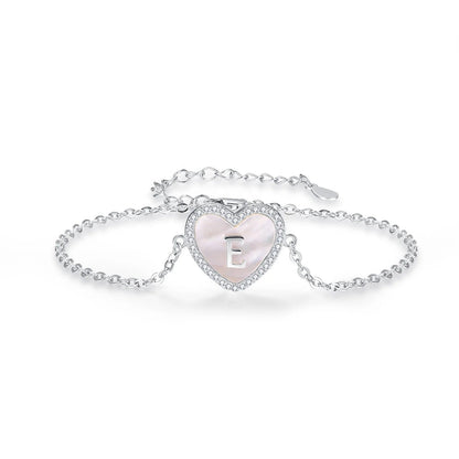 Mother-Of-Pearl Initial Heart Bracelet