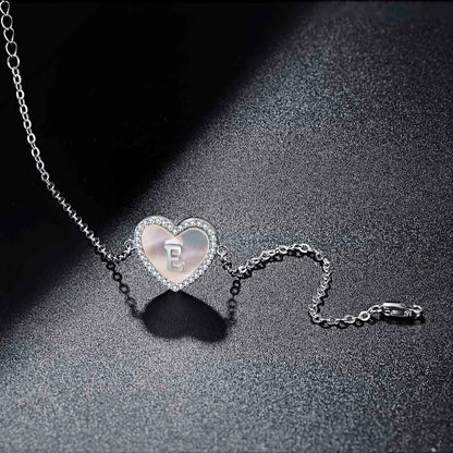 Mother-Of-Pearl Initial Heart Bracelet