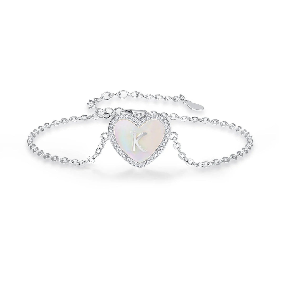 Mother-Of-Pearl Initial Heart Bracelet