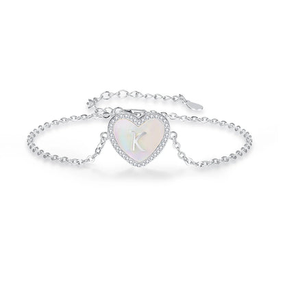Mother-Of-Pearl Initial Heart Bracelet