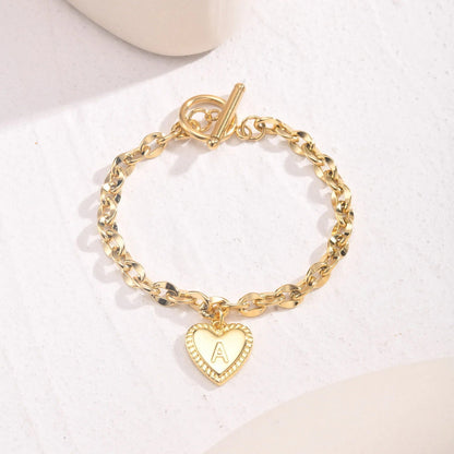 Initial Heart Link Bracelet