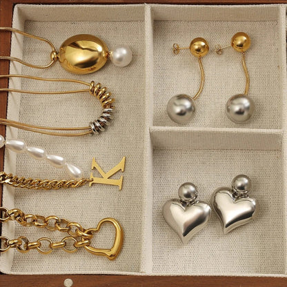 Half Pearl Half Chain Initial Necklace