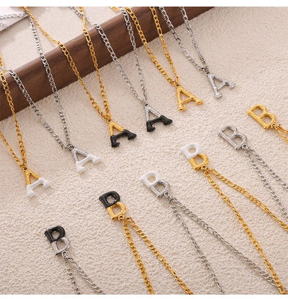 Two-Tone Letter Pendant Necklace