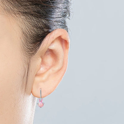 Pink Opal Rabbit Hook Earrings