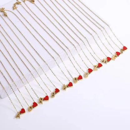 Red Heart Letter Pendant Necklace