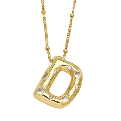 Crystal Puffy Letter Beaded Necklace