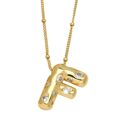 Crystal Puffy Letter Beaded Necklace