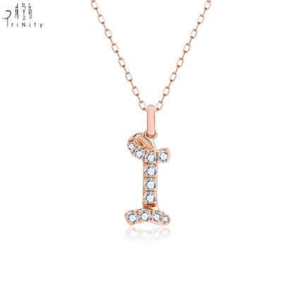 Rose Gold Diamond Letter Pendant Necklace