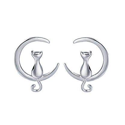 Peach Zircon Cat Stud Earrings