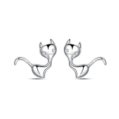 Peach Zircon Cat Stud Earrings