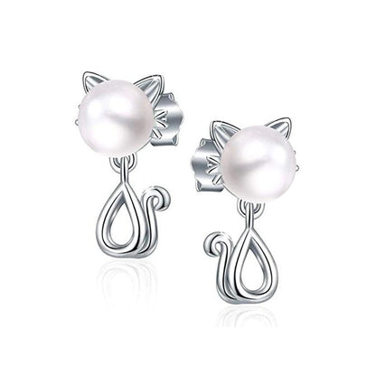 Peach Zircon Cat Stud Earrings