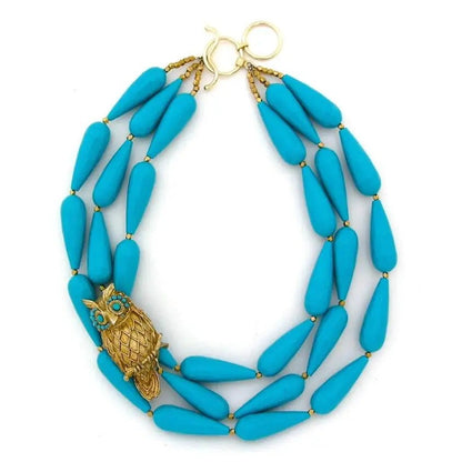 Turquoise Owl Statement Necklace