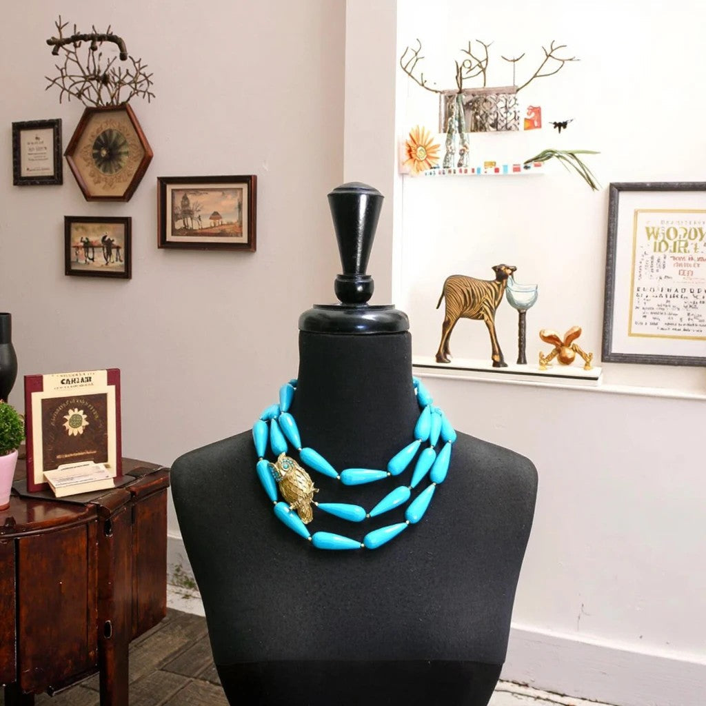 Turquoise Owl Statement Necklace