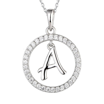 Crystal Initial Hoop Necklace