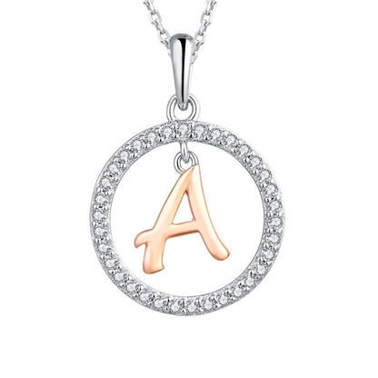 Crystal Initial Hoop Necklace
