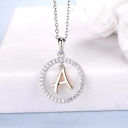 Crystal Initial Hoop Necklace