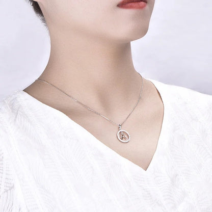 Crystal Initial Hoop Necklace