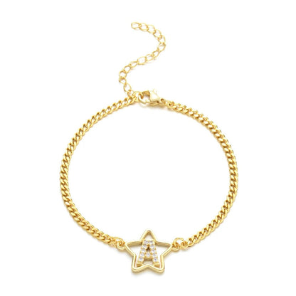 Crystal Initial Star Bracelet