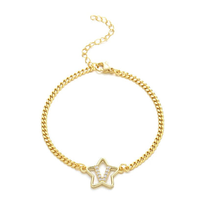 Crystal Initial Star Bracelet