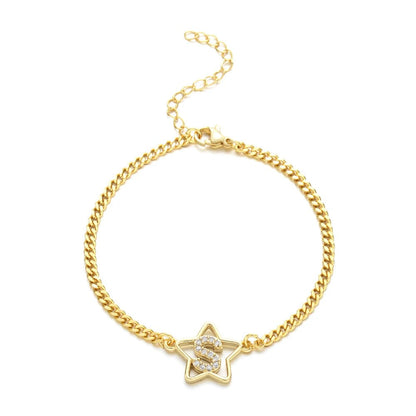 Crystal Initial Star Bracelet