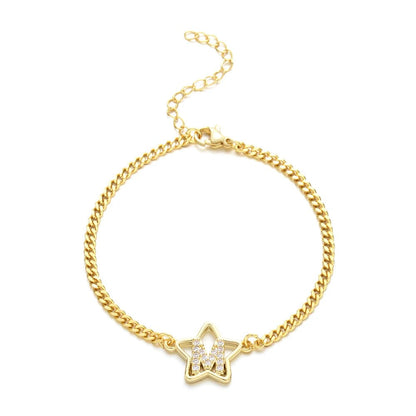 Crystal Initial Star Bracelet