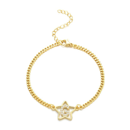 Crystal Initial Star Bracelet