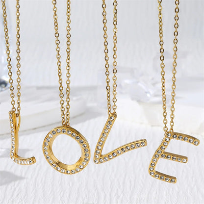 Crystal Pave Love Letter Necklace