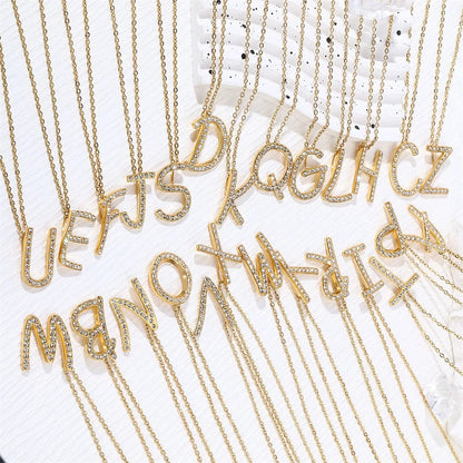 Crystal Pave Love Letter Necklace