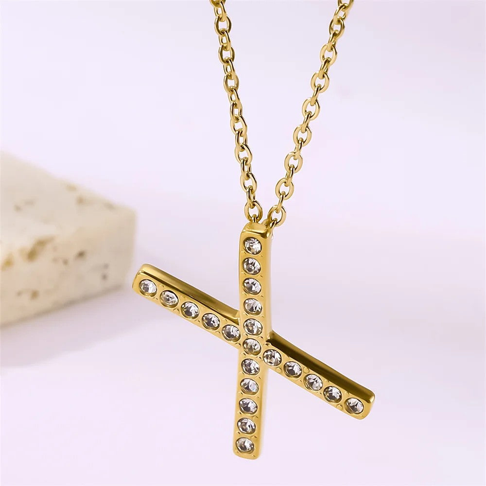 Crystal Pave Love Letter Necklace