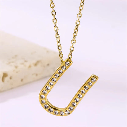 Crystal Pave Love Letter Necklace